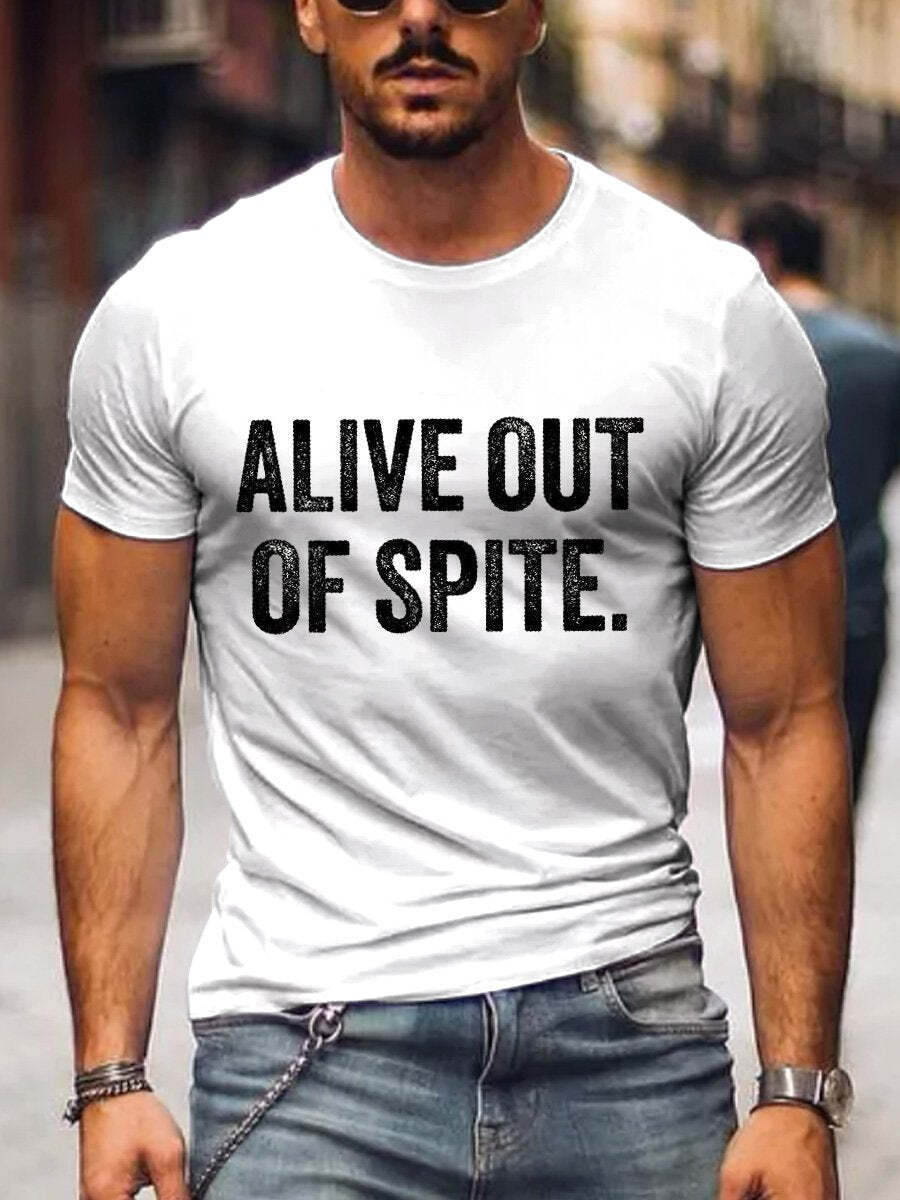 Men's Alive Out Of Spite Mental Health Awareness Art Print Casual T-Shirt