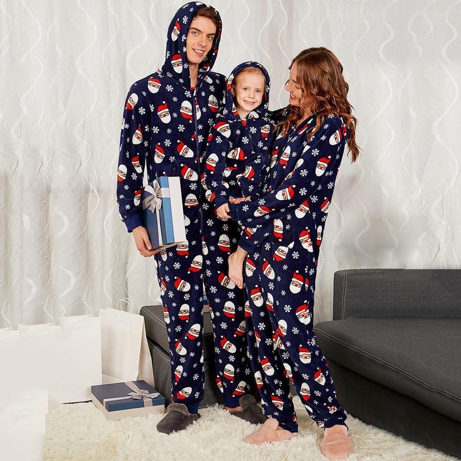 Santa Hooded Onesies Family Matching Pajamas(with Pet Dog Clothes)