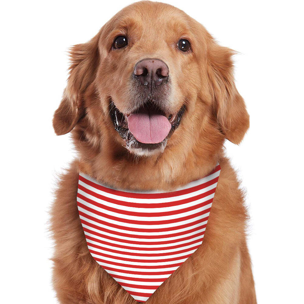 Red and White Striped Green  Collar Family Matching Pajamas Set(with Pet Dog Clothes)
