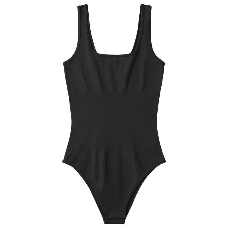 Square Neck Ribbed Bodysuit Hineres