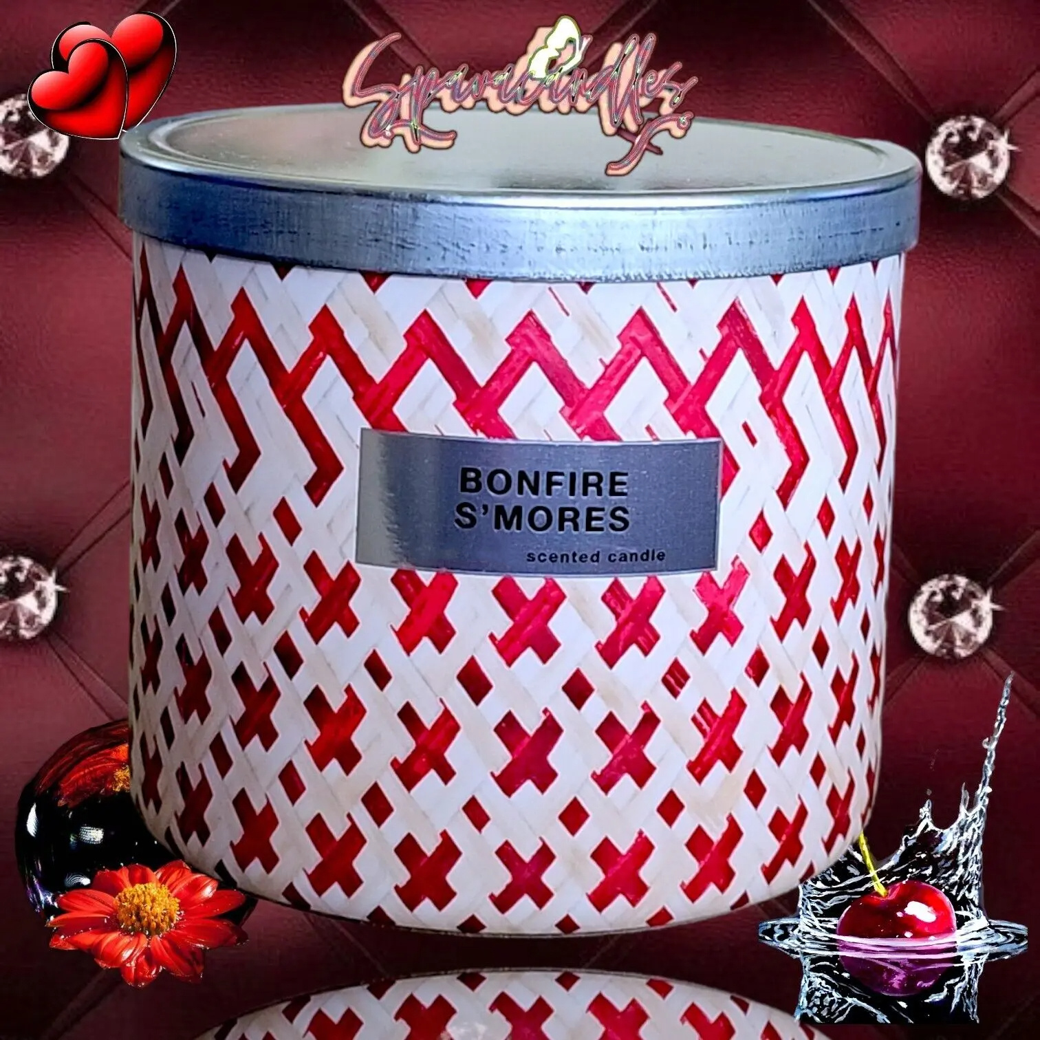 1 BONFIRE S'MORES LARGE FILLED SCENTED 3-WICK 14.5 OZ CANDLE