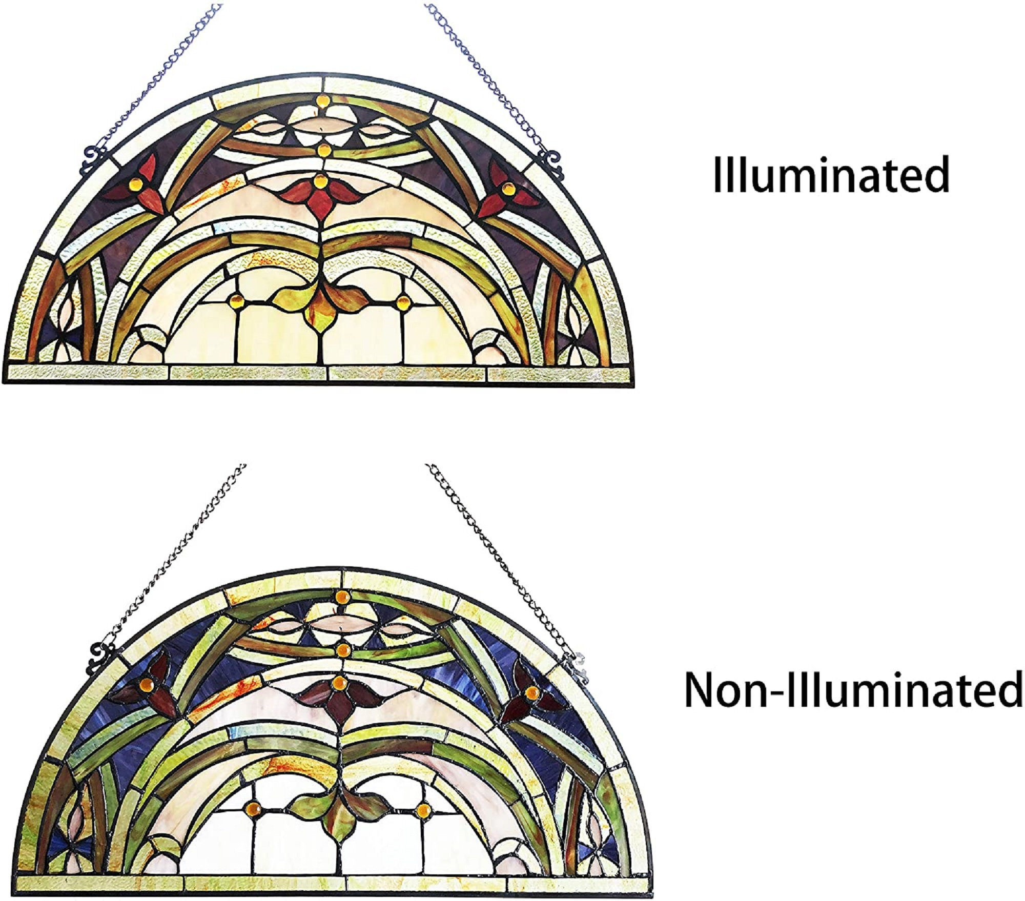 Semi-Circle Stained Glass Window Panel - Shop Today®️