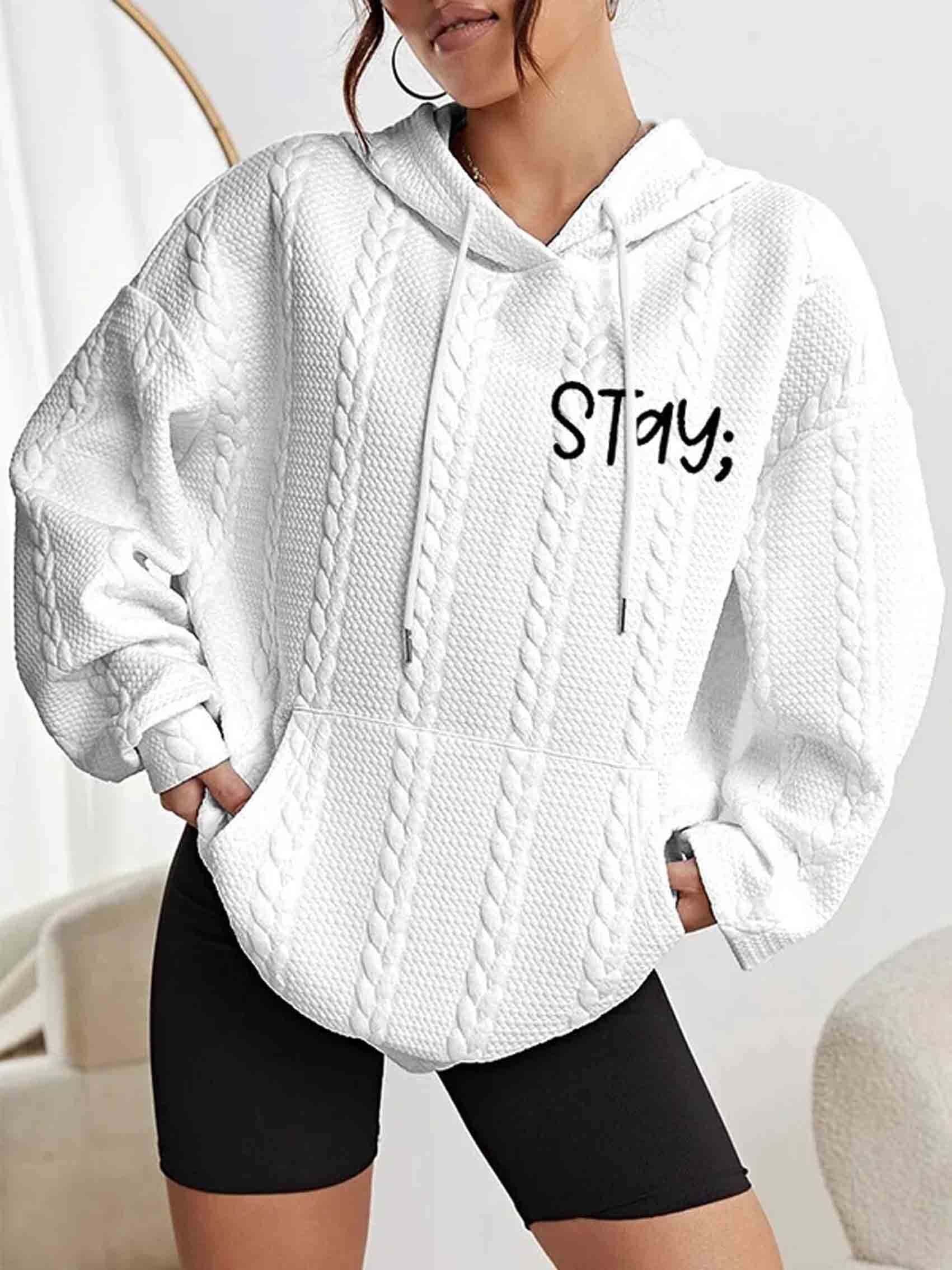 Women's Stay The World is A Better Place With You In It Print Casual Knit Sweatshirt