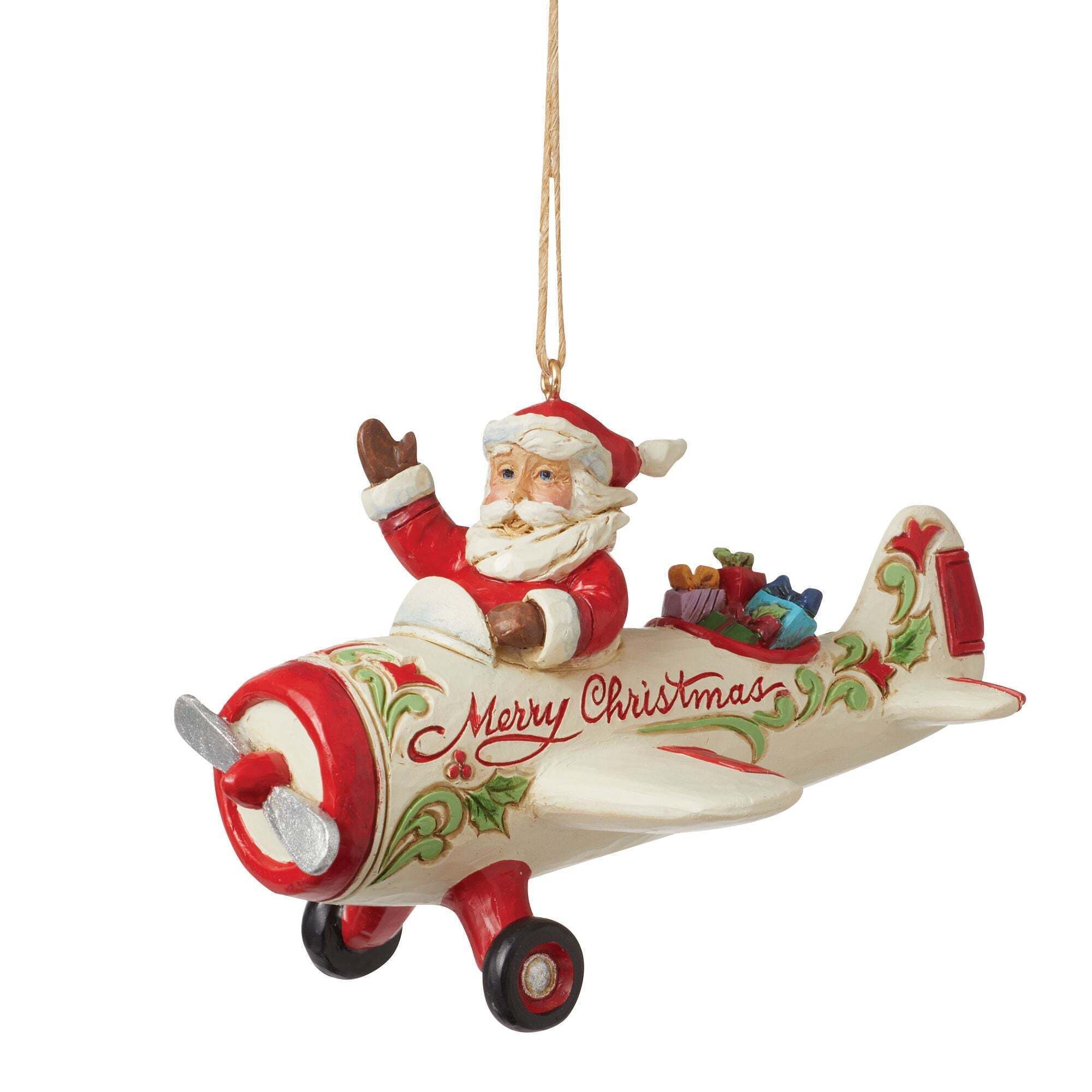 Santa in Airplane Ornament