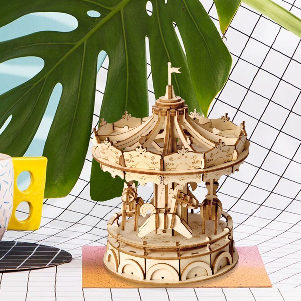 Wooden carousel as a puzzle
