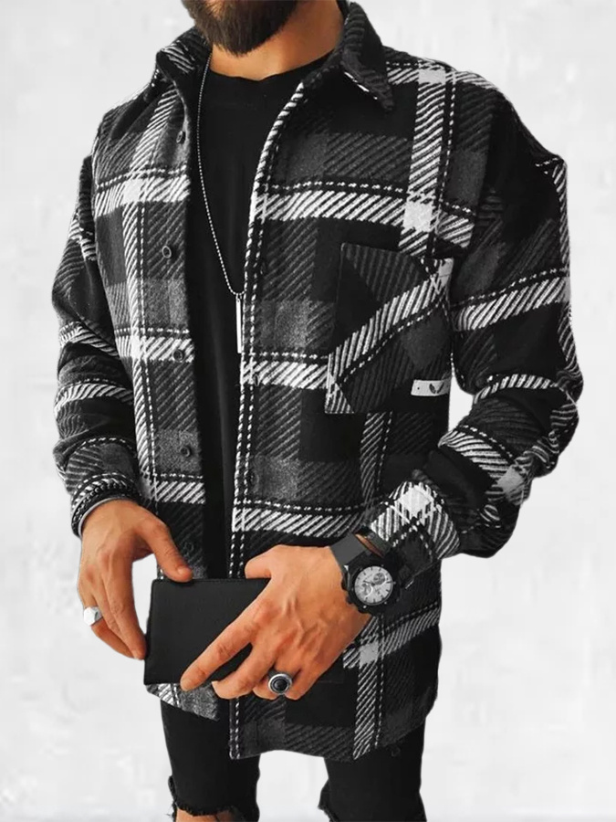 Men's Street Casual Plaid Jacket Hineres
