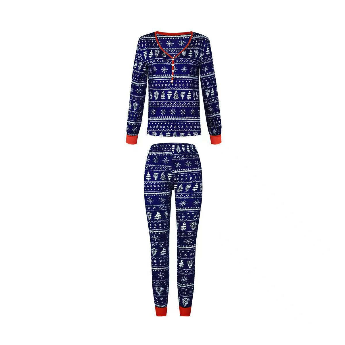 Blue Christmas Tree Pattern Family Matching Pajamas Sets
