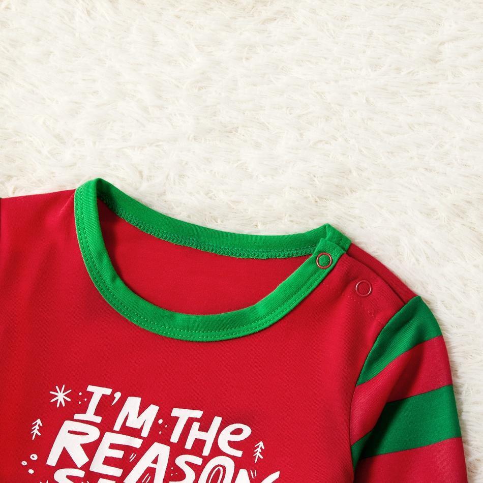 Merry Christmas Letter Print Top and Striped Pants Family Matching Pajamas Set