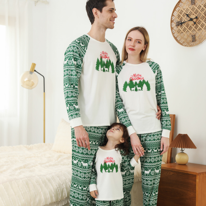 Christmas Print Round-neck Parent-child Pajamas(with Pet Dog Clothes)