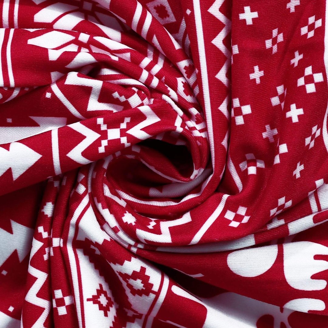 Red and White Christmas Print Family Matching hot Sets