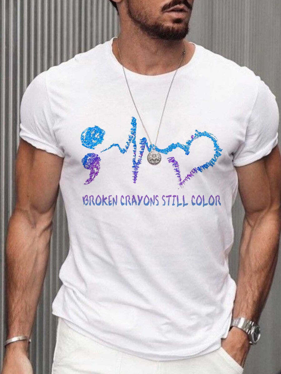 Men's Broken Crayons Still Color Mental Health Matters Awareness T-shirt