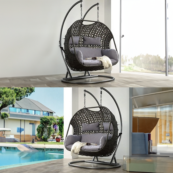 2023 Patio Wicker Swing Chair With Stand Rain Cover Included Savings