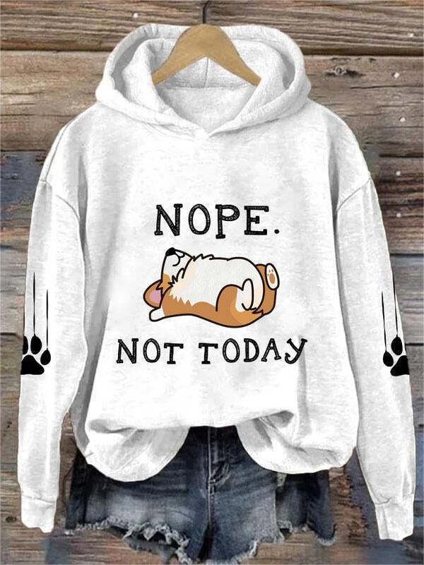 Cute Lazy Dog Nope Not Today Art Pattern Print Casual Sweatshirt