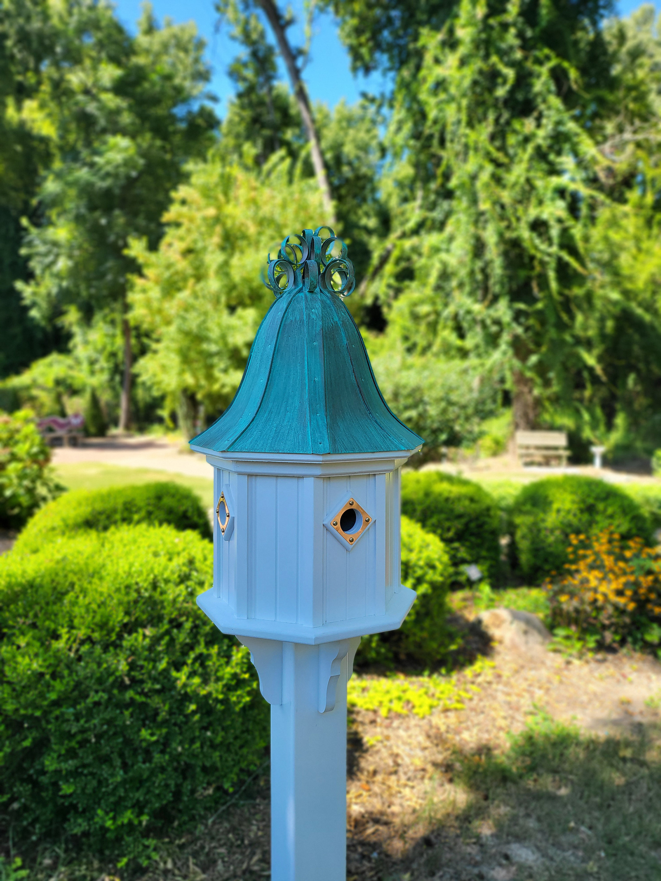 Bell Copper Roof Bird House With Curly Copper Design - BELAYABA