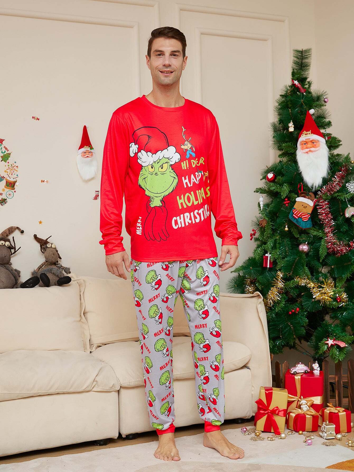 Classic Grinch Fmalily Matching Pajamas Sets (with Pet's clothes)