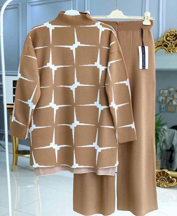 Taupe Long Sleeve Two Piece Set