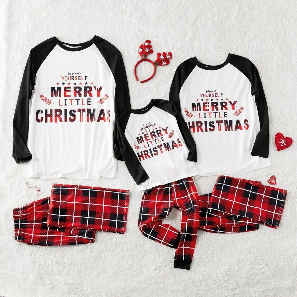 Christmas ' Have Yourself ' Contrast Top and Plaid Pants Matching Pajamas Set for Family