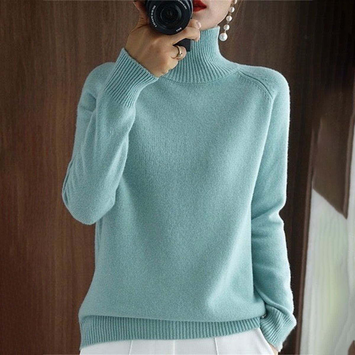Fresh Long Sleeve Plain Sweater - PHISYCA