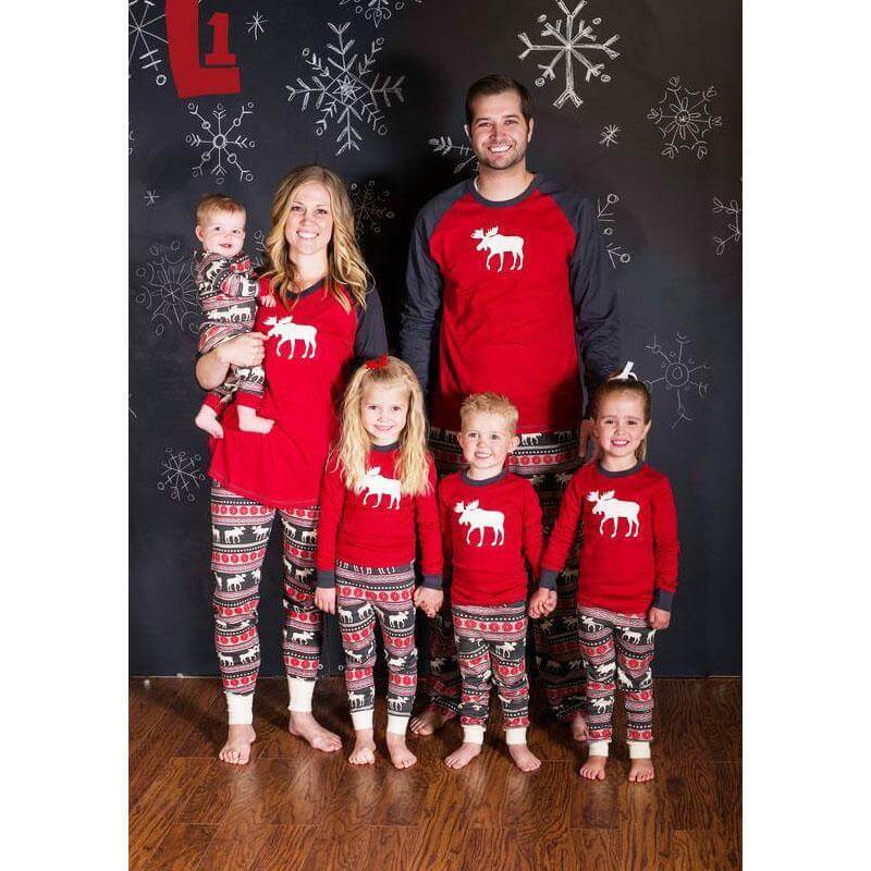 Christmas Reindeer Print Family Matching Pajamas Set
