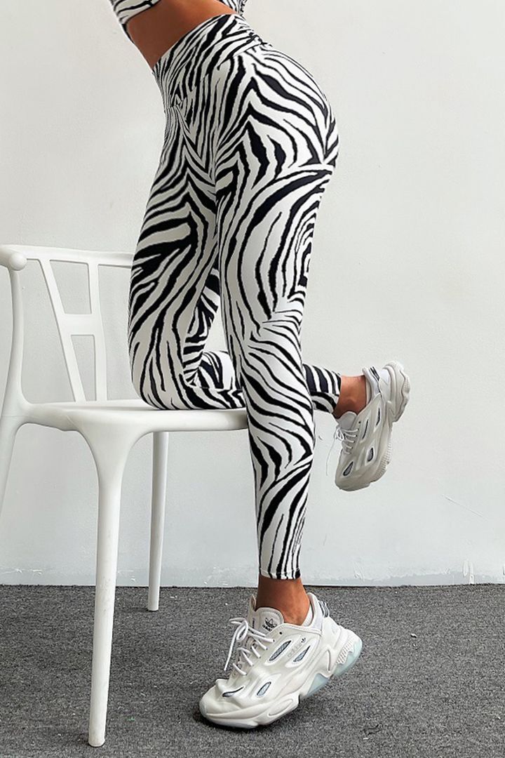 Zebra Striped Scrunch Butt High Waist Sports Leggings