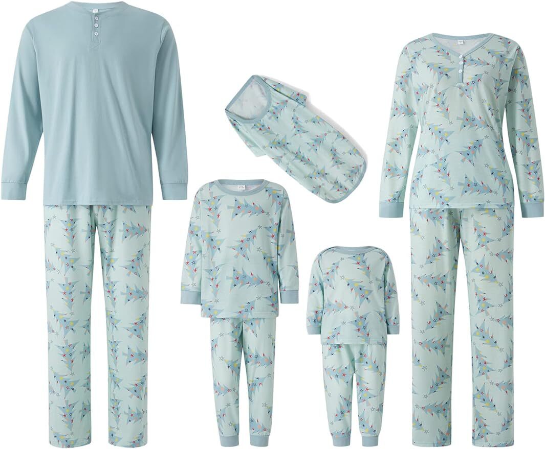 Holly Trees Fmalily Matching Pajamas(with Pet's dog clothes)