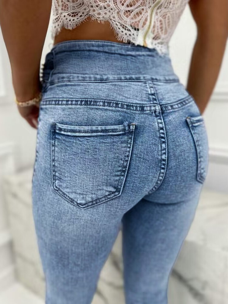 Casual Pearl Love Decorated Jeans Women's Daily Slim Pants