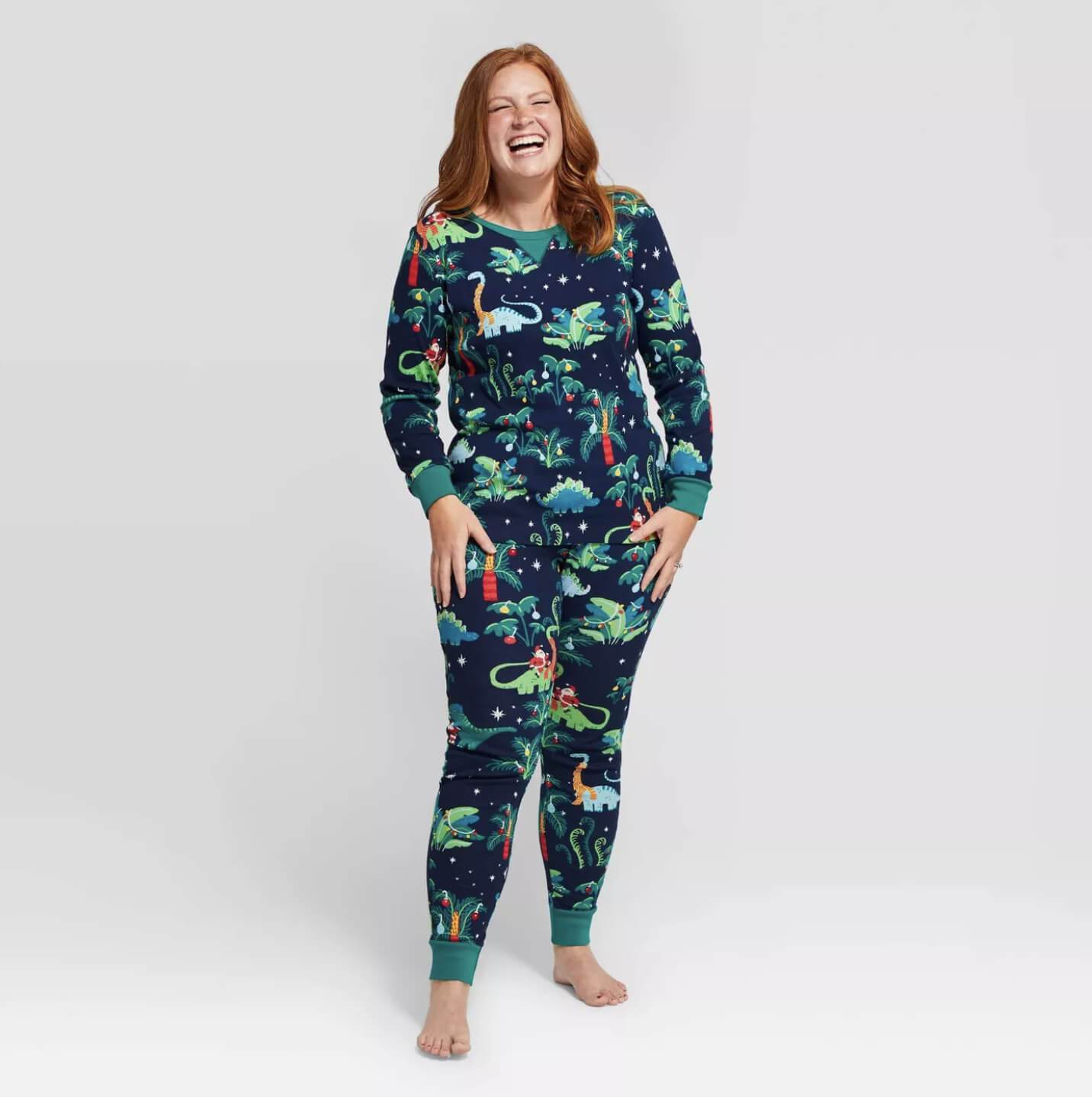 Christmas Dinosaur Patterned Family Matching Pajamas Sets (with Pet Dog Clothes)