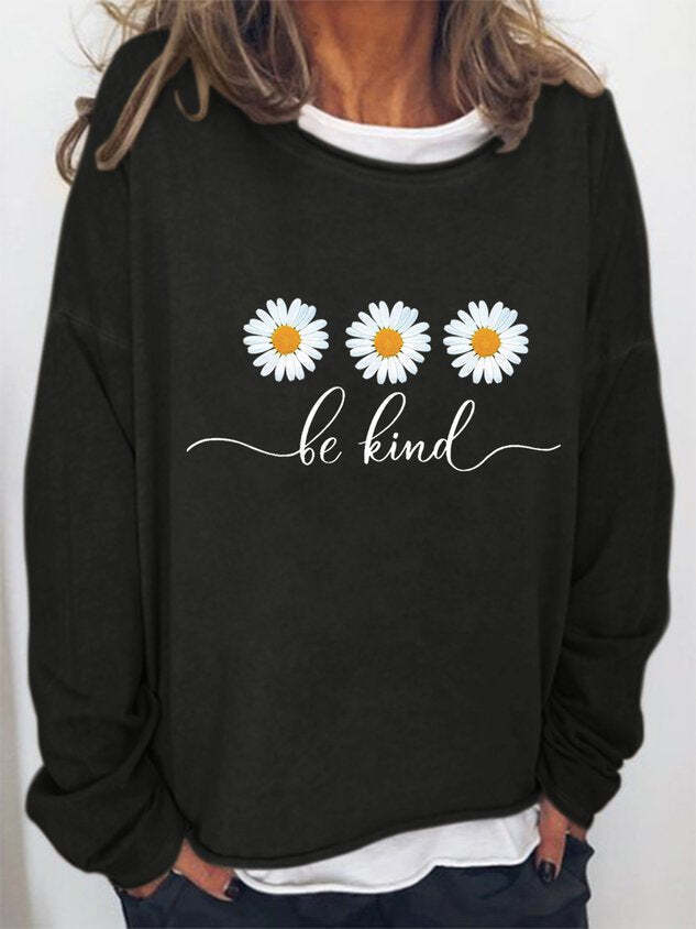 Be Kind Flower Daisy Loosen Sweatshirt