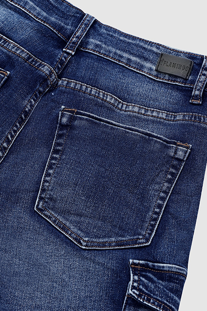 Flap Pocket Low Waist Skinny Cargo Jeans