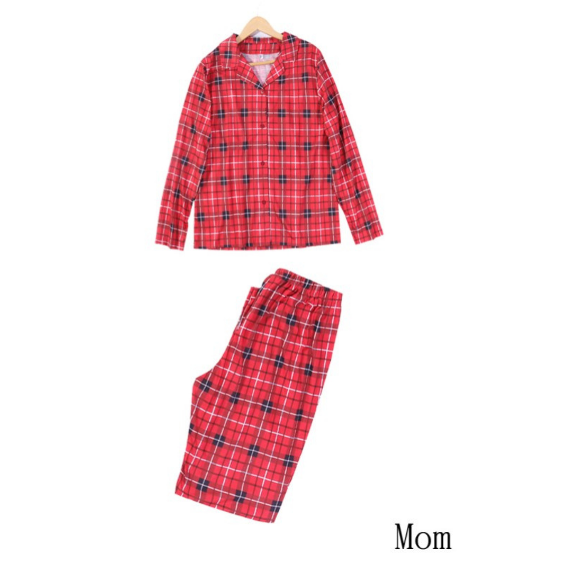 Christmas red checked printed shirt parent-child suit (with Pet Dog Clothes)
