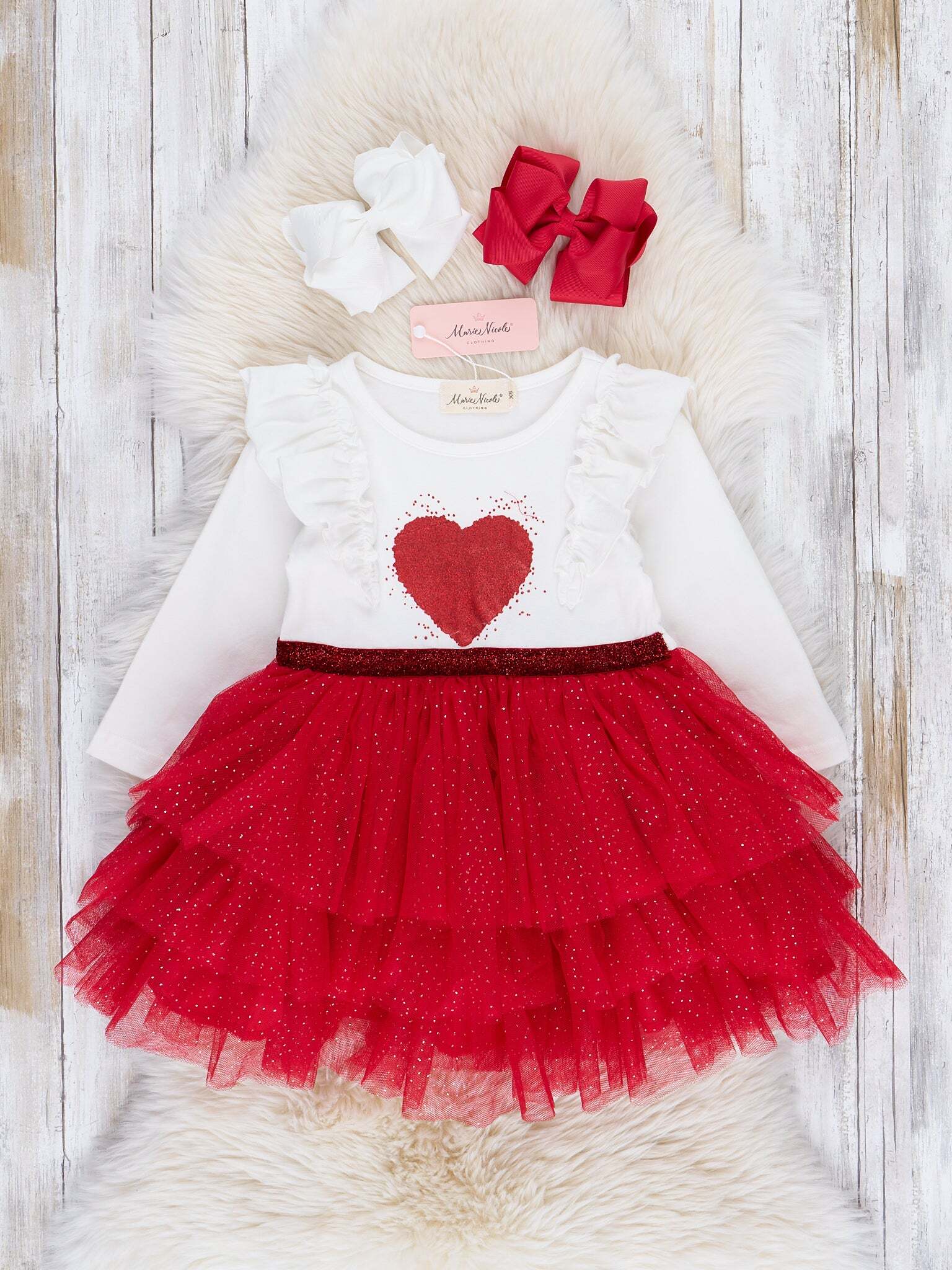 Red Heart Triple Tier Tulle Dress - pxk015913