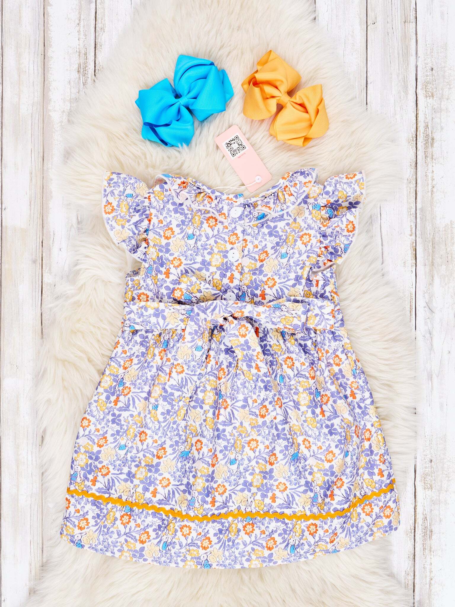 Smocked Yellow Floral Tie Ruffle Dress