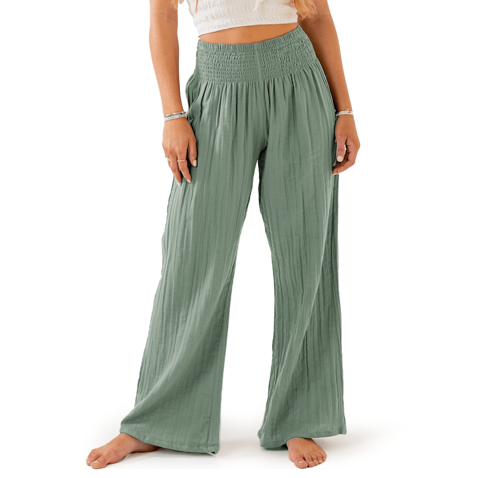 Sage Wide Leg Cotton Pants - Hineres