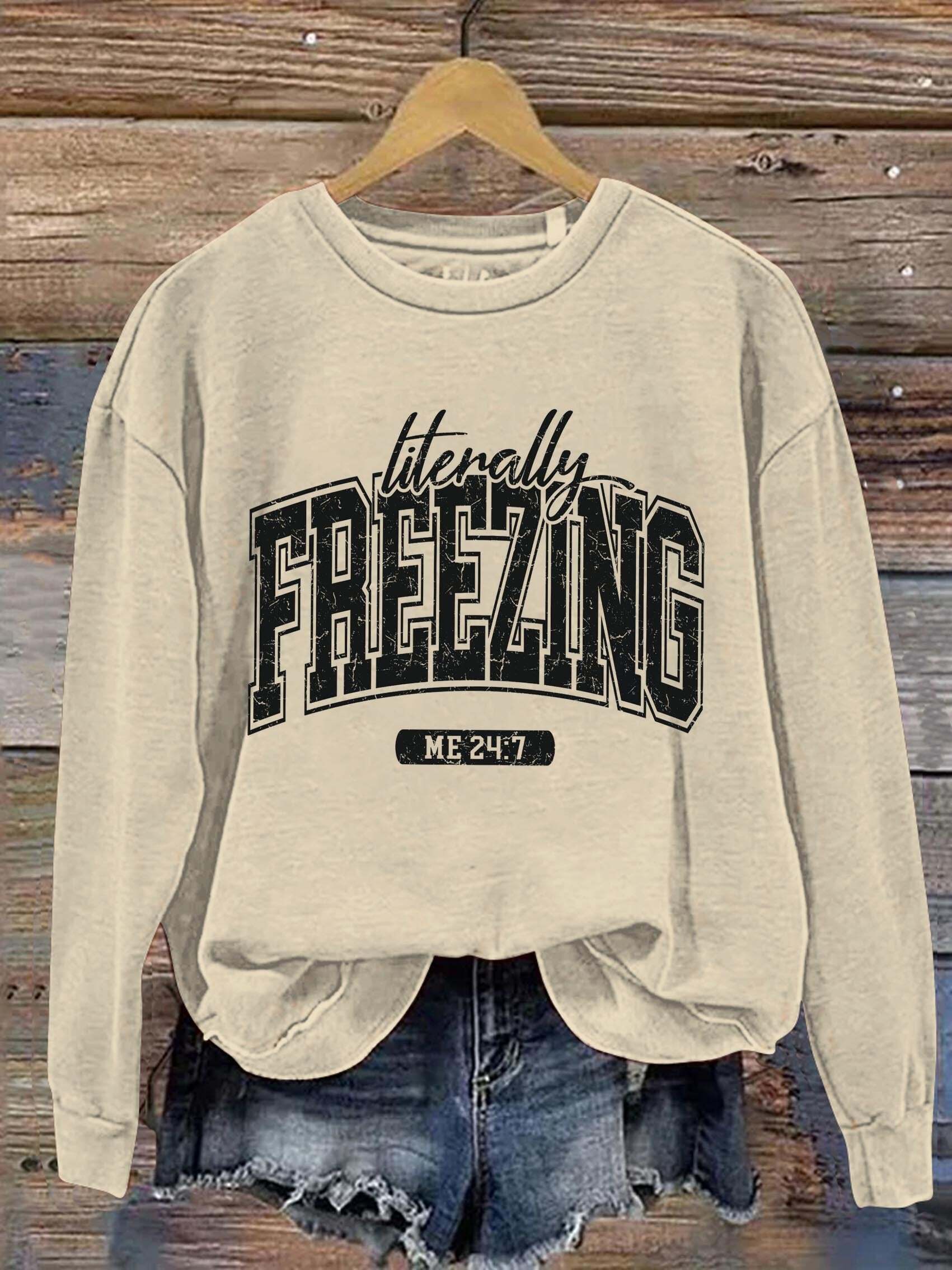Literally Freezing Art Print Pattern Casual Sweatshirt