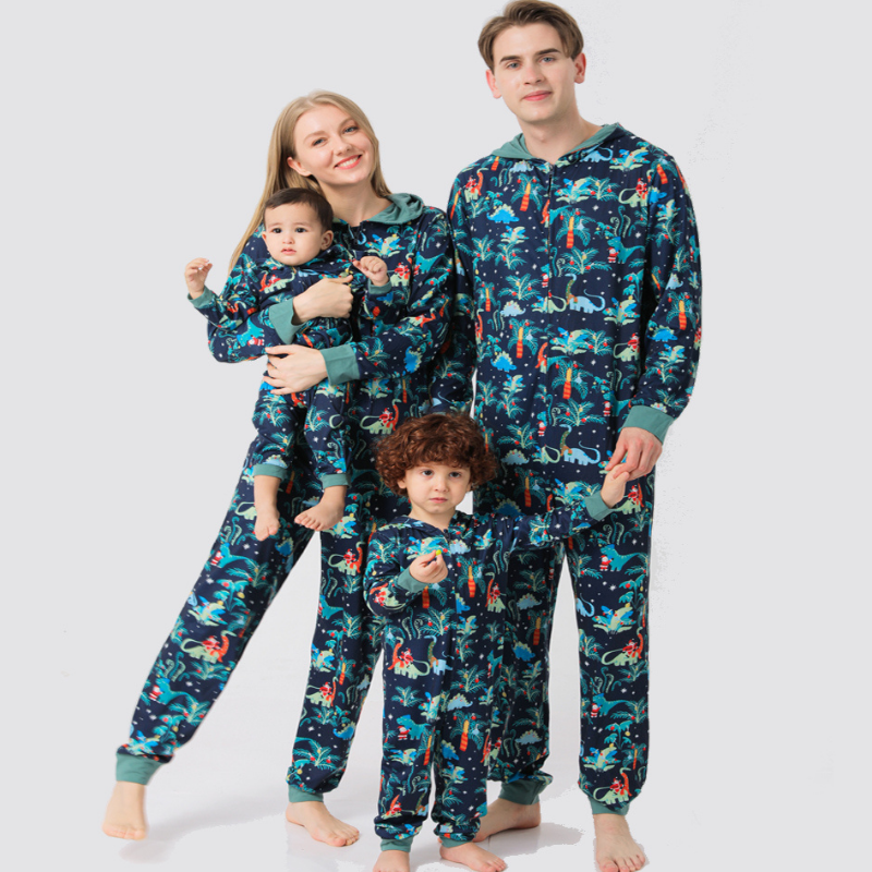 Christmas Print Hooded Parent-child Pajamas Set