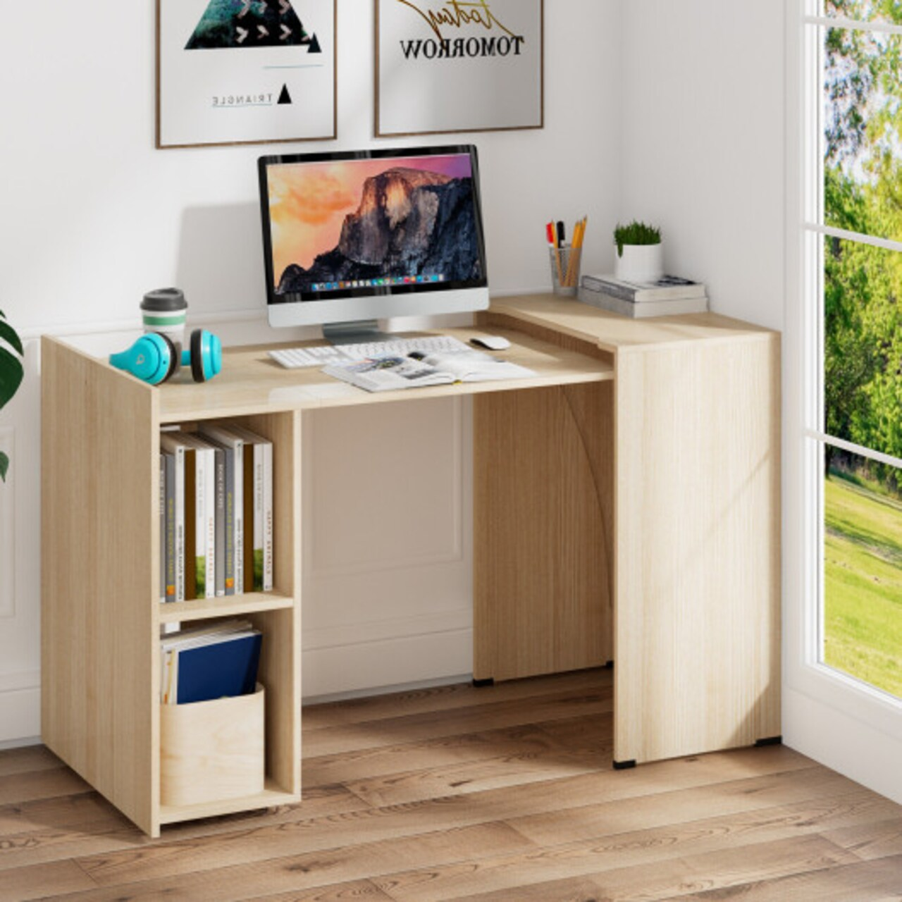 🔥Last day sales - Extendable Computer Desk for Small Space with Mob