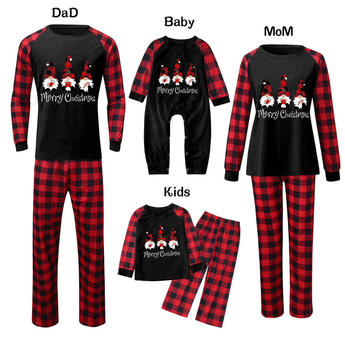 Christmas parent-child outfit Three santas