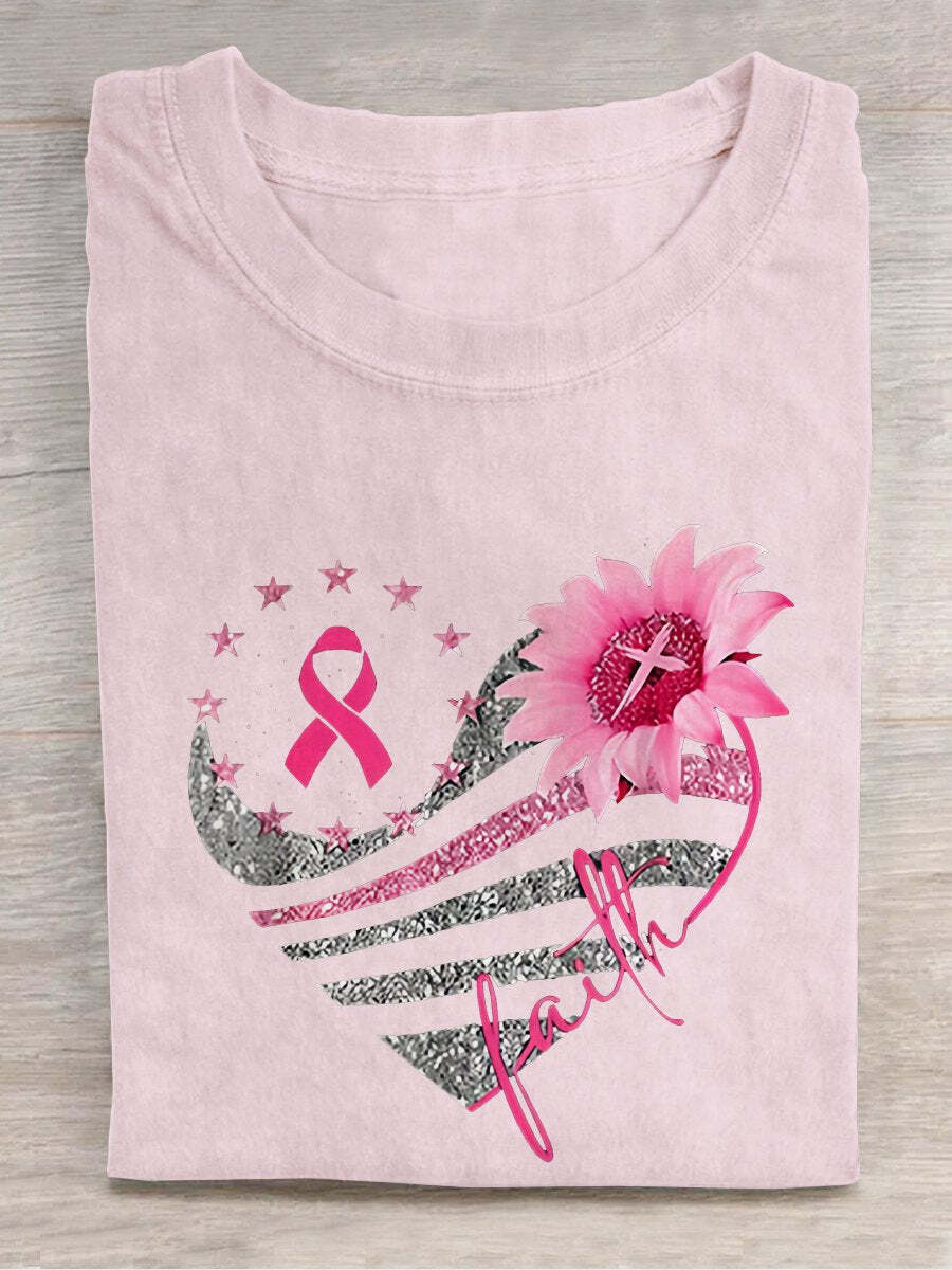 Pink Ribbon Breast Cancer Faith T-shirt
