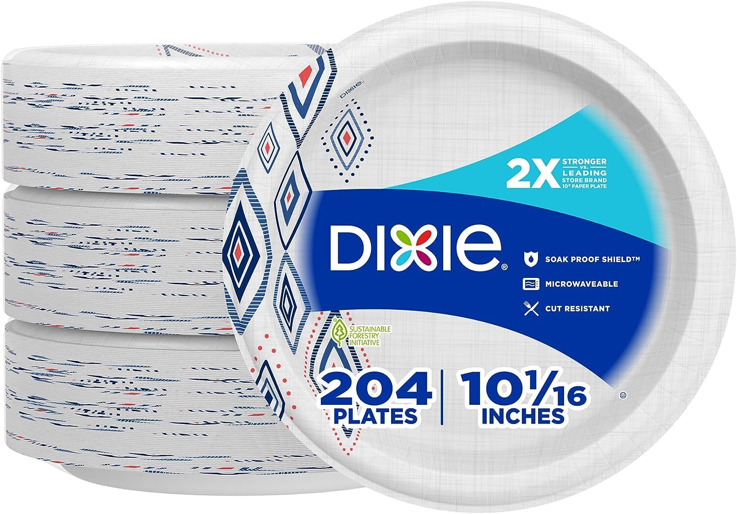 Dixie 10 Inch Paper Plates, Dinner Size Printed Disposable Plate, 204