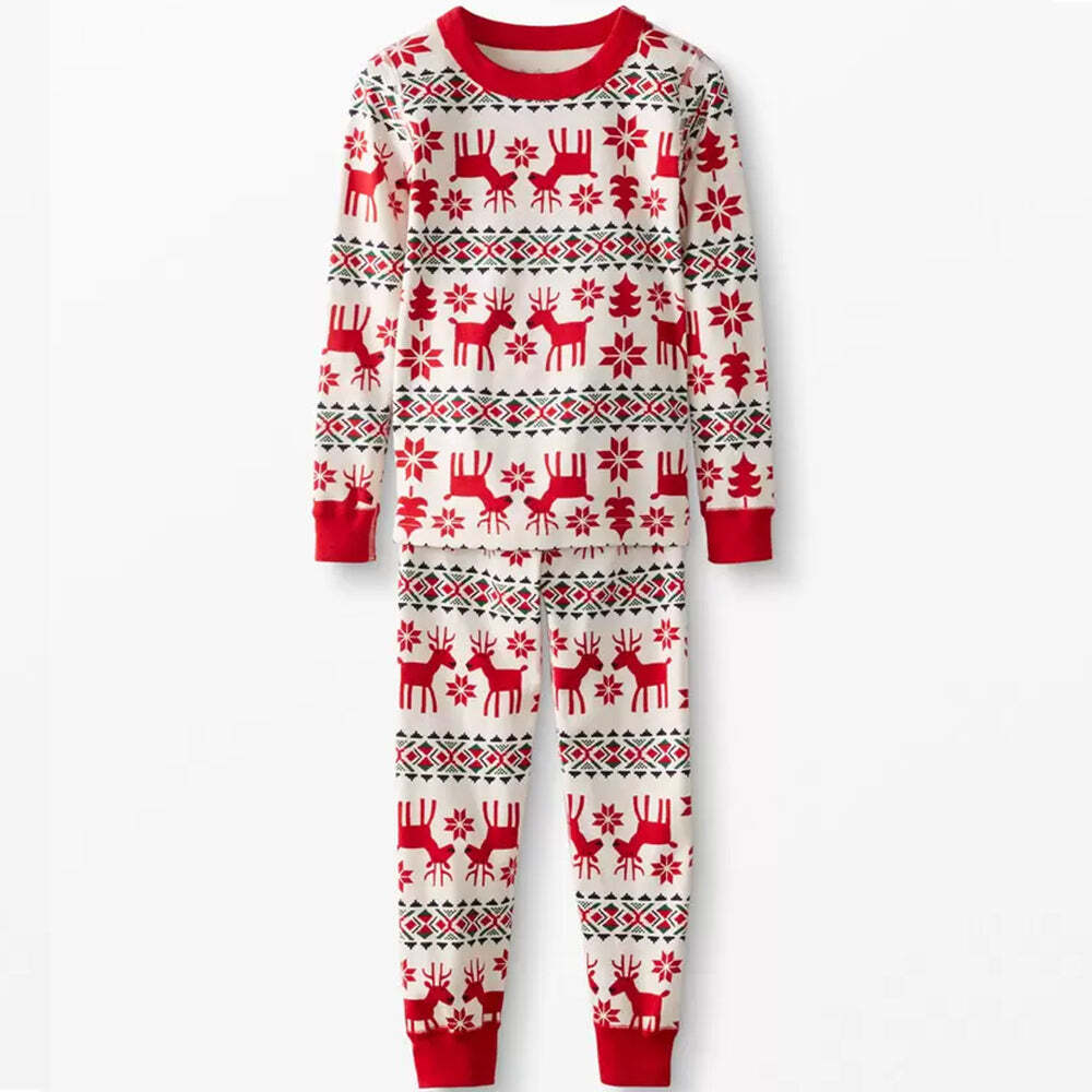 Christmas Deer and Snowflake Family Matching Pajamas Set (with Pet's dog clothes)