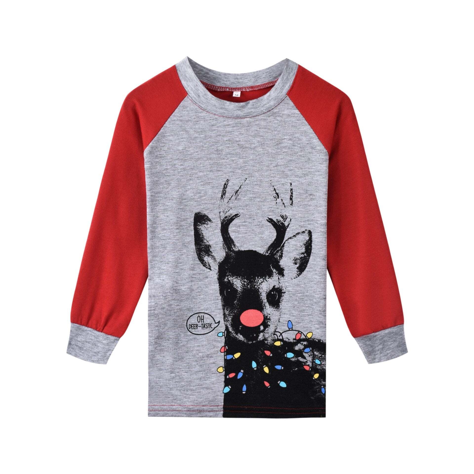 Family Matching Plaid Deer Print Christmas Pajamas Set(with Pet Dog Clothes)