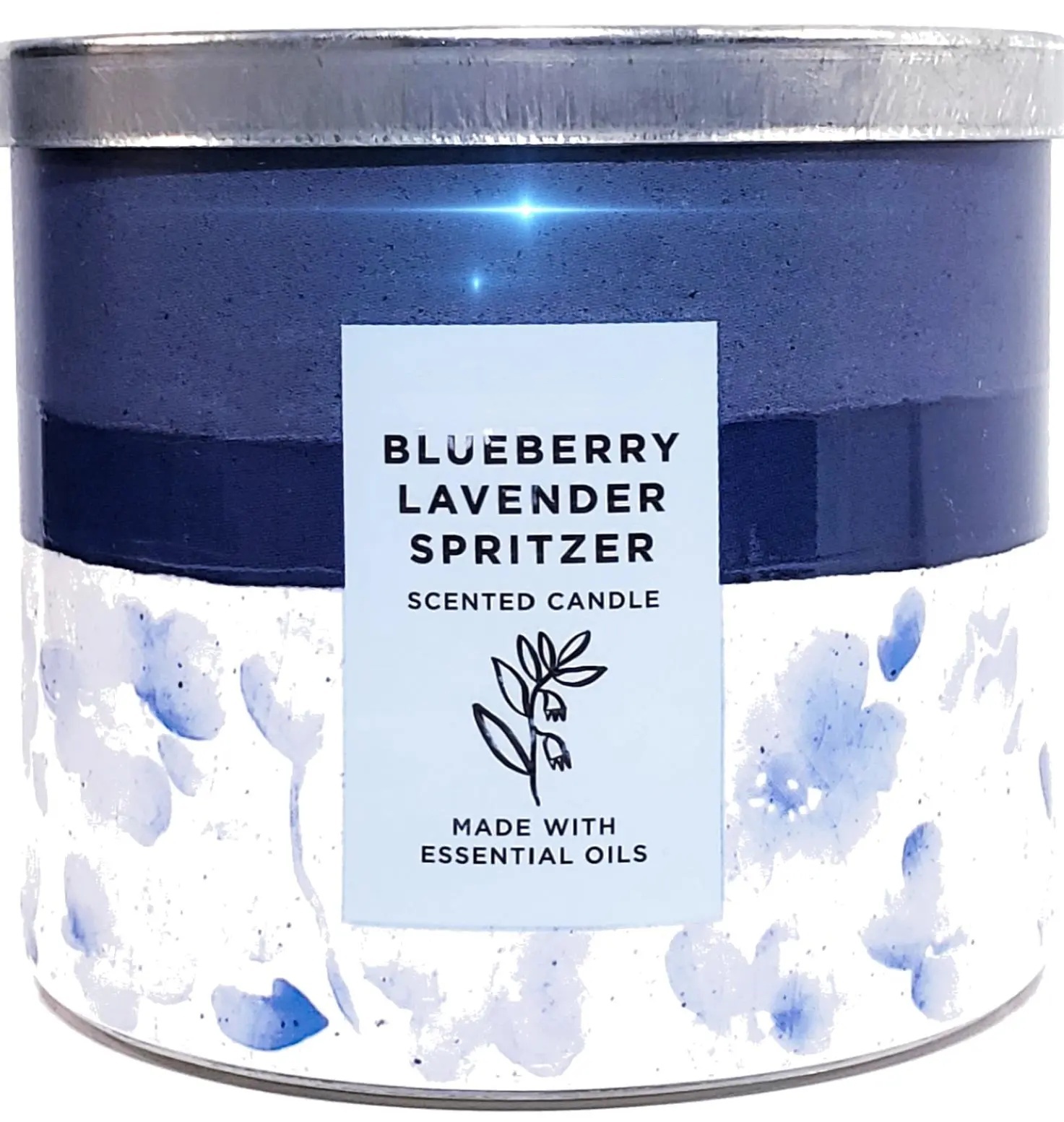 Blueberry Lavender Spritzer 3 Wick Candle Summer Earthy Color