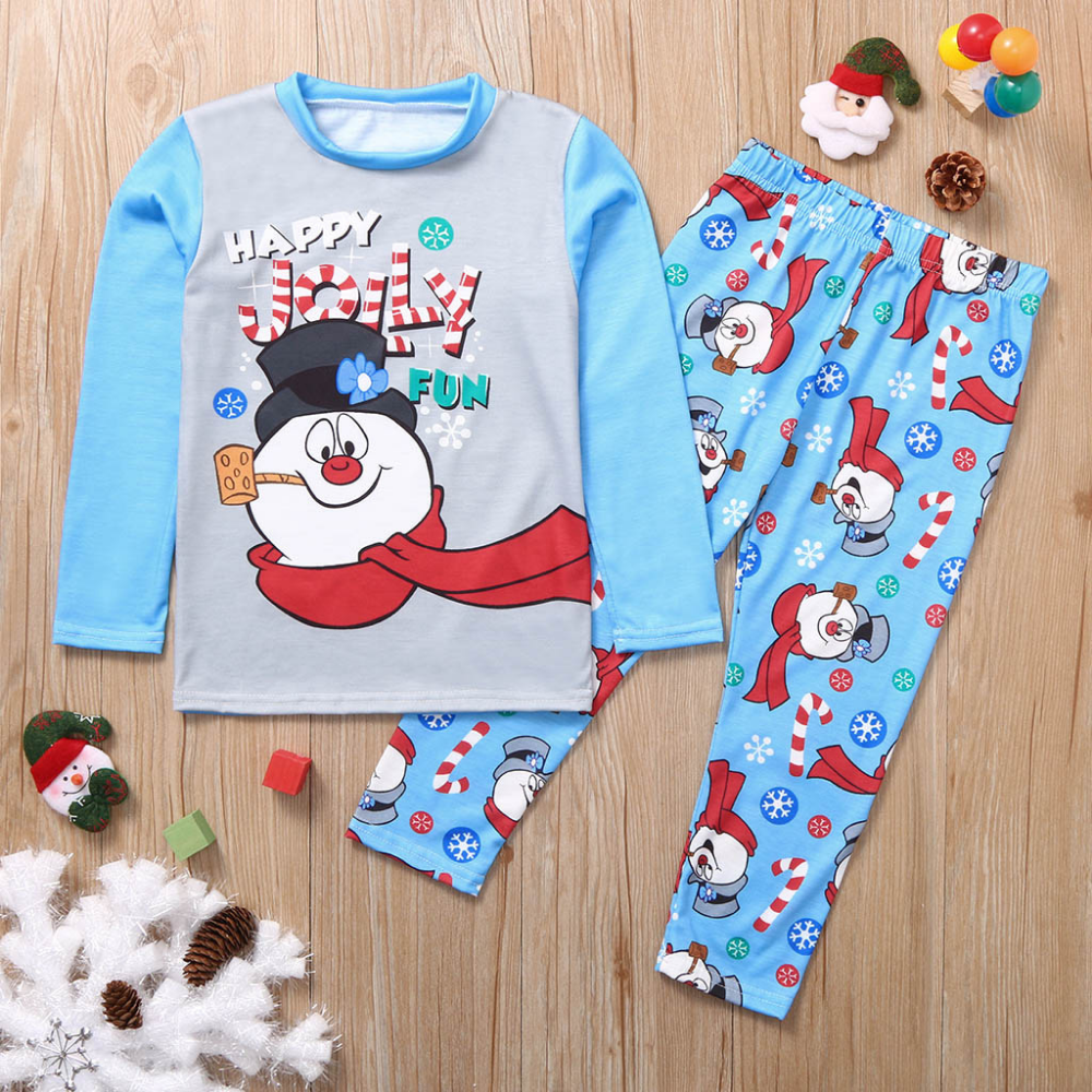 Christmas Snowman Print Parent-child Pajamas Set
