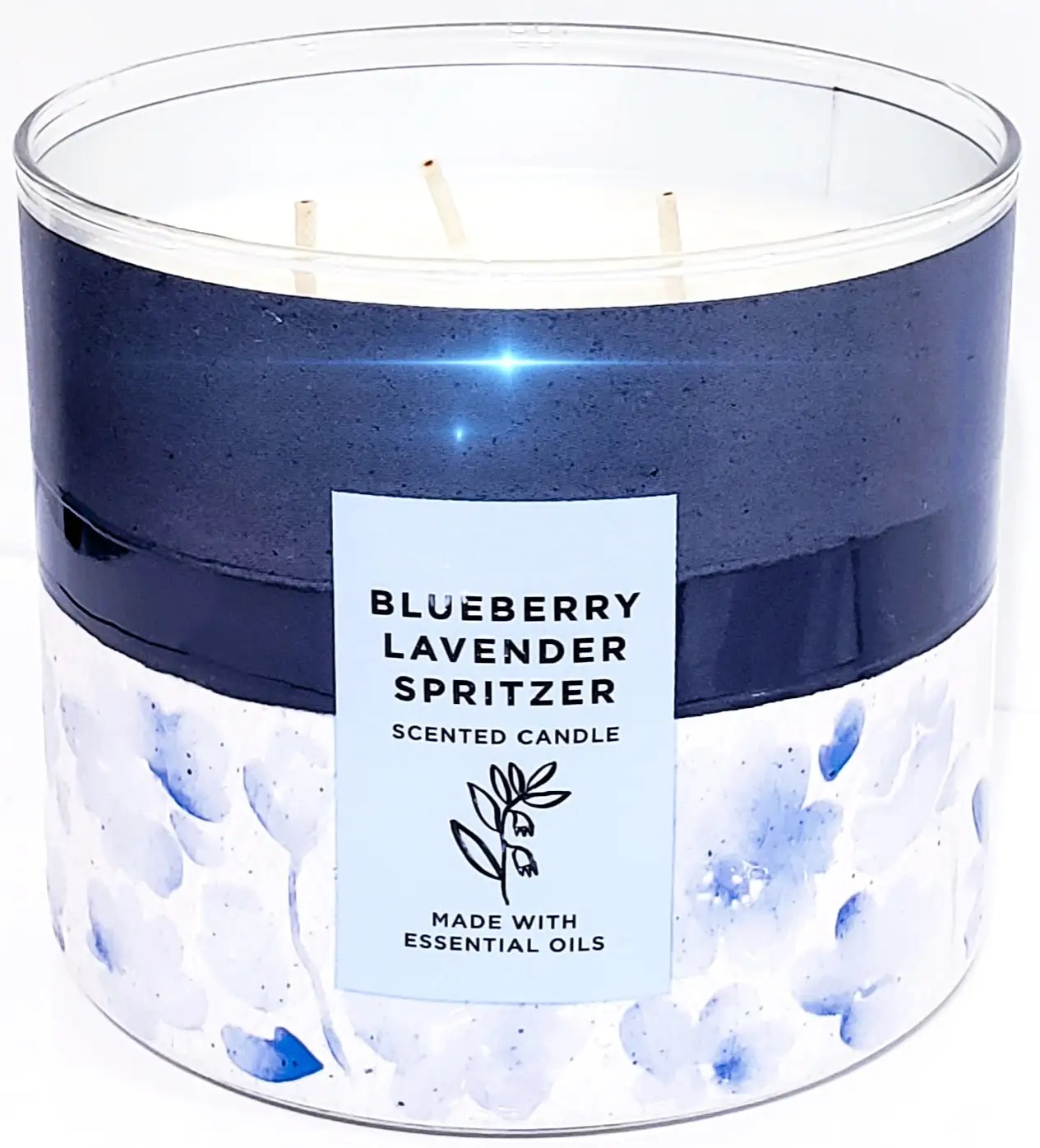 Blueberry Lavender Spritzer 3 Wick Candle Summer Earthy Color