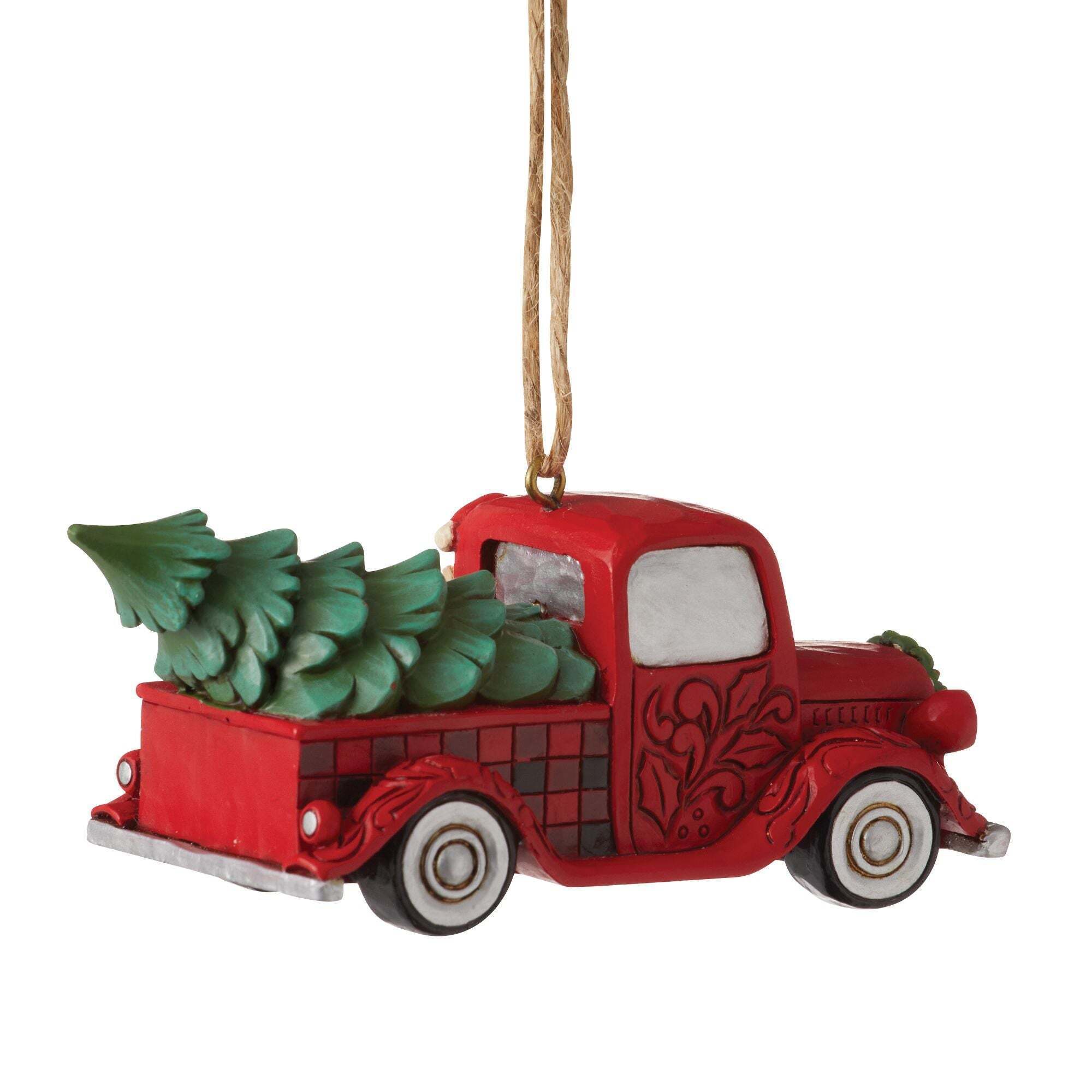 HG Santa Plaid Red Truck Orn