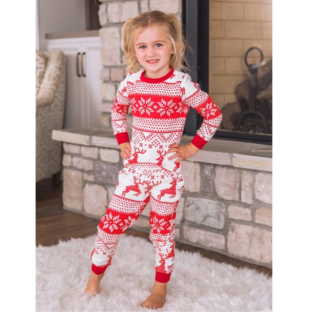 Cute Reindeer Print Christmas Family Pajamas Set