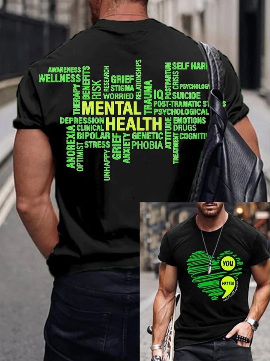 Men's You Matter Mental Health Awareness Casual Print T-Shirt