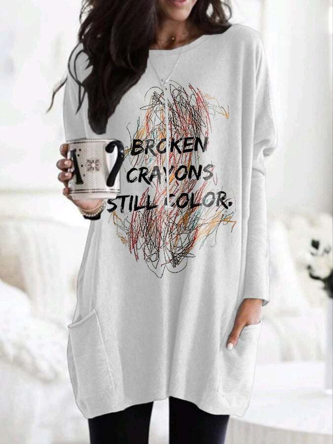 Broken Crayons Still Color Dress With Pockets Print Cloth