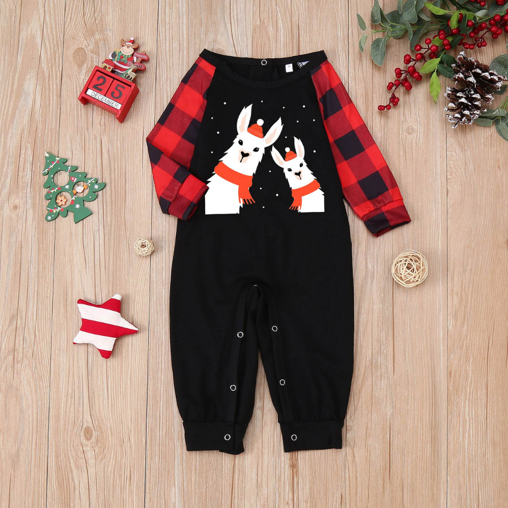 Christmas Alpaca Print Parent-child Pajama Set