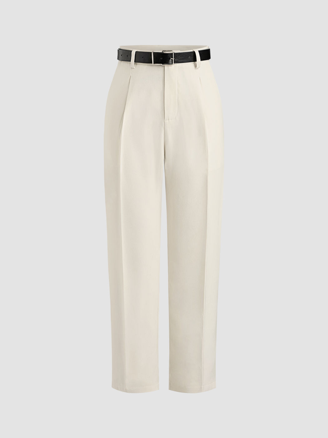HIGH WAIST SOLID TAPERED TROUSERS WITH BELT